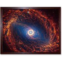 Artery8 NASA James Webb Telescope Spiral Galaxy NGC 1512 Framed Wall Art 12x16 in Brown | Size: W12" x H16"