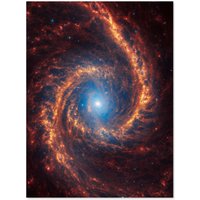 Artery8 NASA James Webb Telescope View of Spiral Galaxy NGC 1566 Art Print in Orange | Size: W12" x H16"