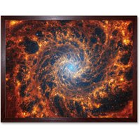 Artery8 NASA James Webb Telescope Spiral Galaxy NGC 628 Framed Wall Art 12x16 in Brown | Size: W12" x H16"