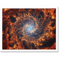 Artery8 NASA James Webb Telescope Spiral Galaxy NGC 628 Framed Wall Art 12x16 in White | Size: W12" x H16"