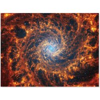 Artery8 NASA James Webb Telescope View of Spiral Galaxy NGC 628 Wall Art Print in Orange | Size: W12" x H16"