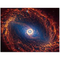 Artery8 NASA James Webb Telescope View of Spiral Galaxy NGC 1512 Art Print in Orange | Size: W18" x H24"