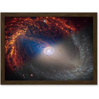 Artery8 NASA Hubble James Webb Telescope Spiral Galaxy NGC 1512 Framed Art A4 in Brown