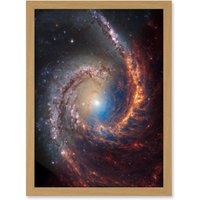 Artery8 NASA Hubble James Webb Telescope Spiral Galaxy NGC 1566 Framed Art A4 in Light Oak