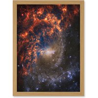Artery8 NASA Hubble James Webb Telescope Spiral Galaxy NGC 2835 Framed Art A4 in Light Oak