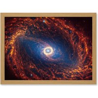 Artery8 NASA James Webb Telescope View of Spiral Galaxy NGC 1512 Framed Art A4 in Light Oak