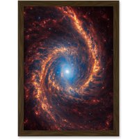 Artery8 NASA James Webb Telescope View of Spiral Galaxy NGC 1566 Framed Art A4 in Brown