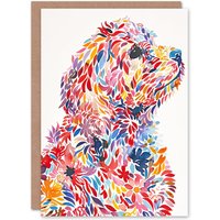 Artery8 Greeting Card Colourful Floral Labradoodle Dog Lover Design Birthday