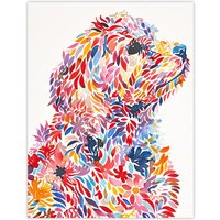 Artery8 Colourful Floral Labradoodle Dog Lover Design Wall Art Print | Size: W24" x H32"