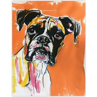 Artery8 Boxer Dog Lover Modern Pet Portrait Orange Wall Art Print | Size: W18" x H24"