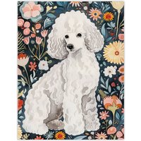 Artery8 Elegant Poodle Dog Lover Pet with Wildflowers Wall Art Print | Size: W18" x H24"