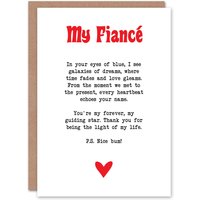 Artery8 Greeting Card Love Poem Blue Eyes Fiancé Romantic Poetry Fun in White