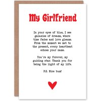 Artery8 Greeting Card Love Poem Blue Eyes Girlfriend Romantic Valentine's Day in White