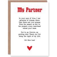 Artery8 Greeting Card Love Poem Blue Eyes Partner Romantic Poetry Anniversary in White