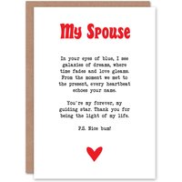 Artery8 Greeting Card Love Poem Blue Eyes Spouse Romantic Poetry Anniversary in White