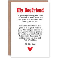 Artery8 Greeting Card Love Poem Cat Lover Boyfriend Romantic Poetry Fun in White