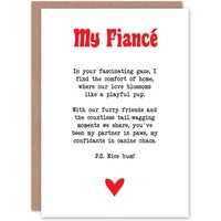 Artery8 Greeting Card Love Poem Dog Lover Fiancé Romantic Fun Valentine's Day in White