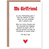 Artery8 Greeting Card Love Poem Dog Lover Girlfriend Romantic Valentine's Day in White