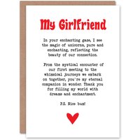 Artery8 Greeting Card Love Poem Unicorn Magic Girlfriend Romance Poetry in White