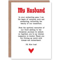 Artery8 Greeting Card Love Poem Unicorn Magic Husband Romantic Anniversary in White