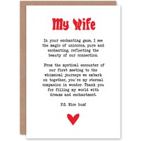 Artery8 Greeting Card Love Poem Unicorn Magic Wife Romantic Poetry Anniversary in White