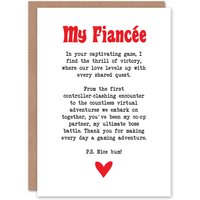 Artery8 Greeting Card Love Poem Gamer Nerd Fiancée Romantic Poetry Fun in White