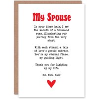 Artery8 Greeting Card Love Poem Ginger Spouse Romantic Funny Anniversary in White