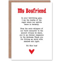 Artery8 Greeting Card Love Poem Goth Boyfriend Romantic Poetry Valentine's Day in White