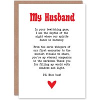 Artery8 Greeting Card Love Poem Goth Husband Romantic Poetry Fun Anniversary in White
