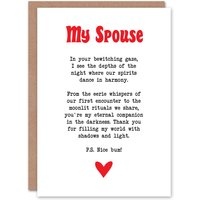 Artery8 Greeting Card Love Poem Goth Spouse Romantic Poetry Fun Anniversary in White