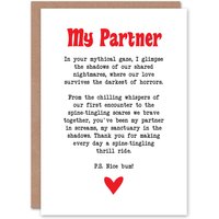 Artery8 Greeting Card Love Poem Horror Fan Partner Romantic Poetry Anniversary in White