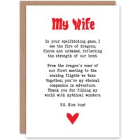 Artery8 Greeting Card Love Poem Role Play Game Nerd Wife Romantic Anniversary in White