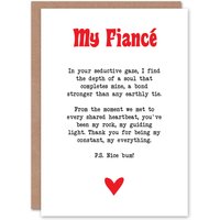 Artery8 Greeting Card Love Poem My Everything Fiancé Romantic Valentine's Day in White