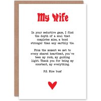 Artery8 Greeting Card Love Poem My Everything Wife Romantic Poetry Anniversary in White