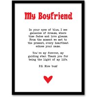 Artery8 Love Poem Blue Eyes Boyfriend Romantic Poetry Fun Framed Art Print in White | Size: A4