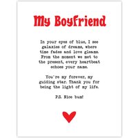 Artery8 Love Poem Blue Eyes Boyfriend Romantic Poetry Fun Wall Art Print in White | Size: W12" x H16"