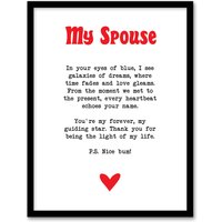 Artery8 Love Poem Blue Eyes Spouse Romantic Poetry Fun Framed Art Print in White | Size: A4