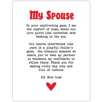 Artery8 Love Poem Cat Lover Spouse Romantic Poetry Fun Wall Art Print in White | Size: W12" x H16"