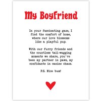 Artery8 Love Poem Dog Lover Boyfriend Romantic Poetry Fun Wall Art Print in White | Size: W24" x H32"