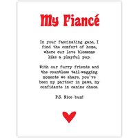 Artery8 Love Poem Dog Lover Fiancé Romantic Poetry Fun Wall Art Print in White | Size: W18" x H24"