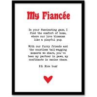 Artery8 Love Poem Dog Lover Fiancée Romantic Poetry Fun Framed Art Print in White | Size: A4