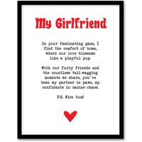 Artery8 Love Poem Dog Lover Girlfriend Romantic Poetry Framed Art Print in White | Size: W12" x H16"
