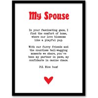 Artery8 Love Poem Dog Lover Spouse Romantic Poetry Fun Framed Art Print in White | Size: W12" x H16"