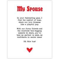 Artery8 Love Poem Dog Lover Spouse Romantic Poetry Fun Wall Art Print in White | Size: W18" x H24"