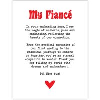 Artery8 Love Poem Unicorn Magic Fiancé Romantic Poetry Wall Art Print in White | Size: W24" x H32"