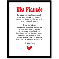 Artery8 Love Poem Gamer Nerd Fiancée Romantic Poetry Fun Framed Art Print in White | Size: A4