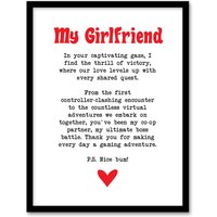 Artery8 Love Poem Gamer Nerd Girlfriend Romantic Poetry Framed Art Print in White | Size: A4
