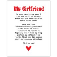 Artery8 Love Poem Gamer Nerd Girlfriend Romantic Poetry Wall Art Print in White | Size: W12" x H16"