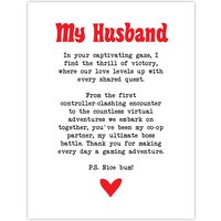 Artery8 Love Poem Gamer Nerd Husband Romantic Poetry Fun Wall Art Print in White | Size: W18" x H24"