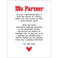 Artery8 Love Poem Gamer Nerd Partner Romantic Poetry Fun Wall Art Print in White | Size: W18" x H24"